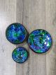 Set of 3 Round Blue/Green Mosaic Bowls 15, 12, 10cm
