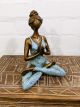 Blue & Brass Resin Yoga Lady 23x16 cm